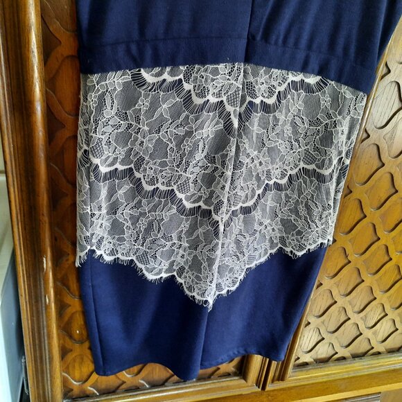 Maurices Soft Knit Sheath Dress with Lace Overlay - Navy, Size M - Picture 10 of 16